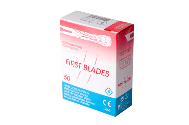 First Blades/gutsmesjes/holle beitel, n°8, 50 stuks