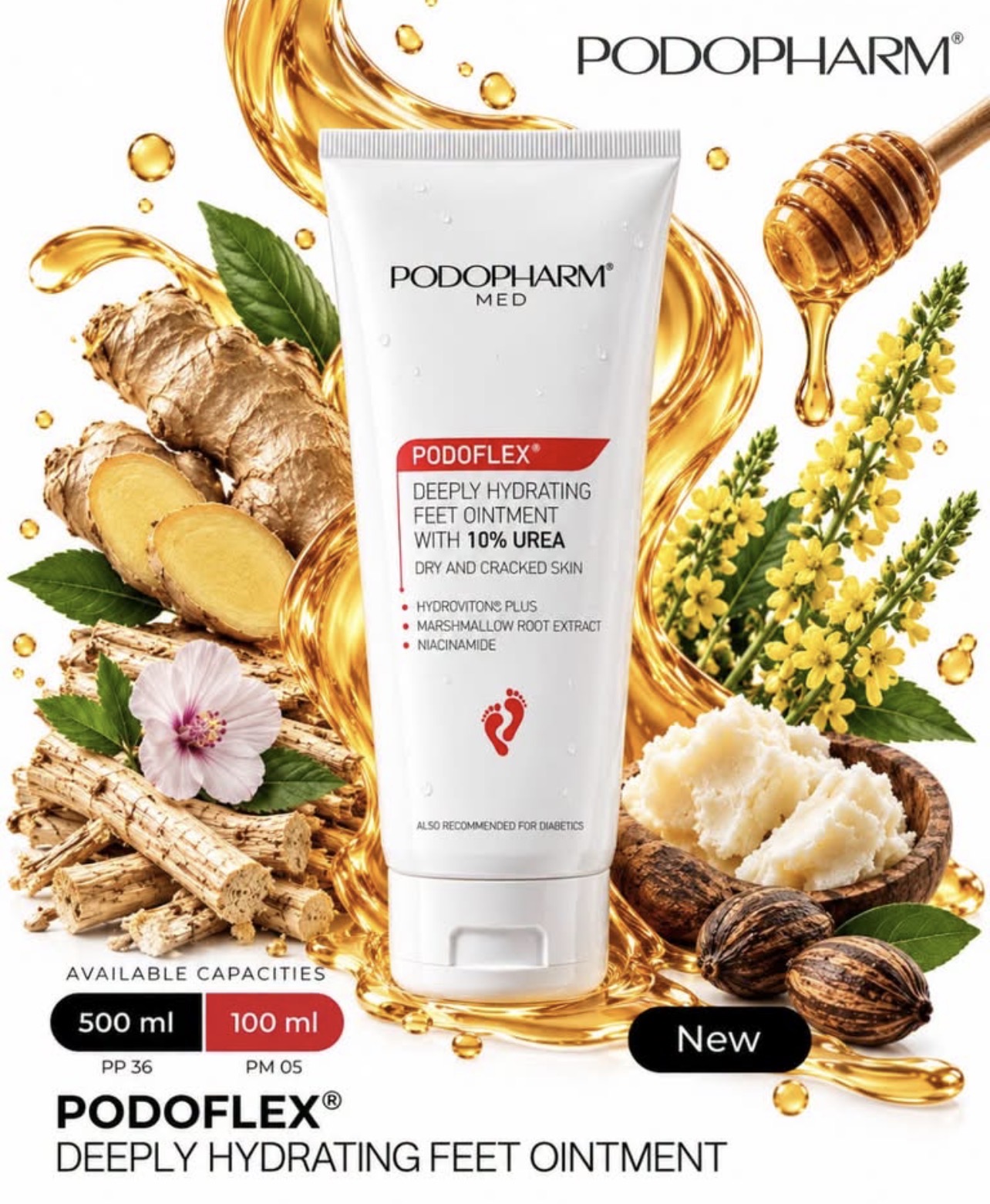 PODOPHARM diepe hydraterende voetcrème met 10 % ureum, 100 ml, 10 + 1 gratis